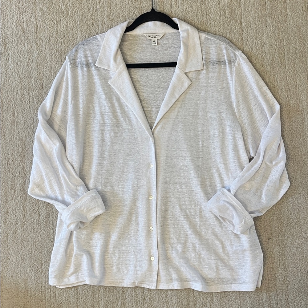 Linen button down blouse